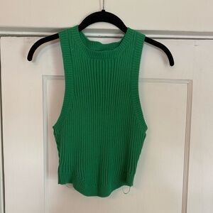 La Hearts Kelly Green Ribbed Crop Tank Top